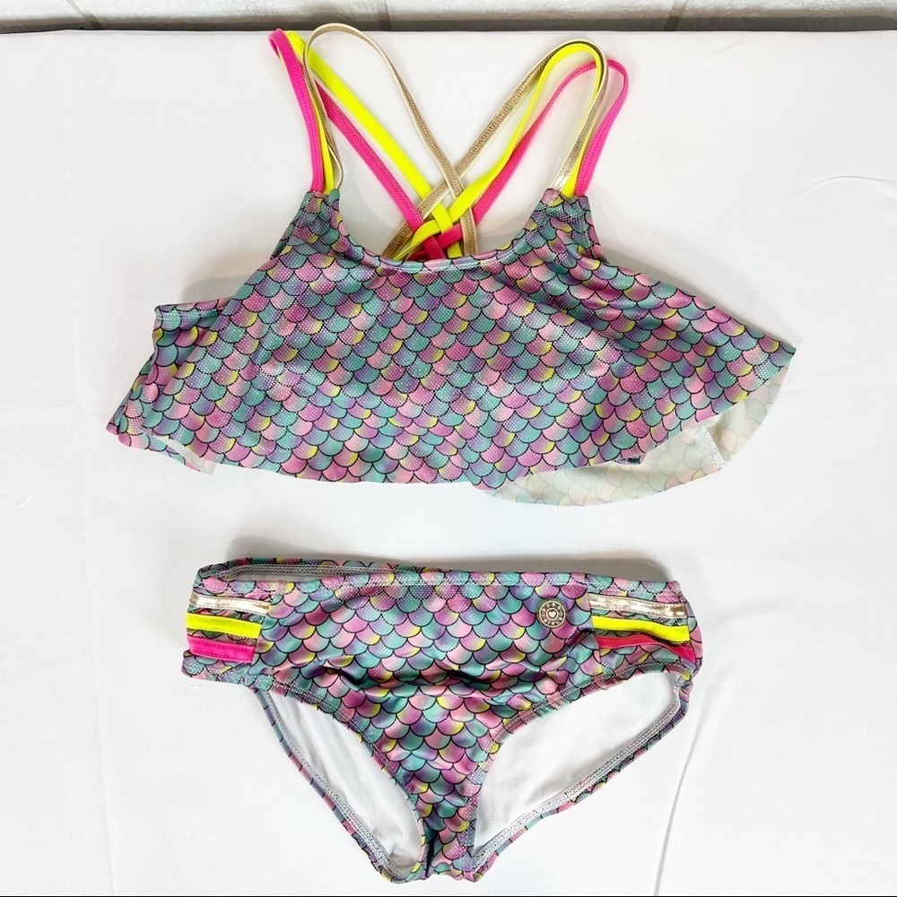 Girls BGBC Mermaid Neon Bathing Suit